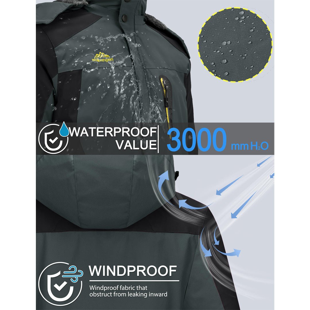 TACVASEN Sapphire Blue Insulated Fleece Lined Winter Ski Jacket