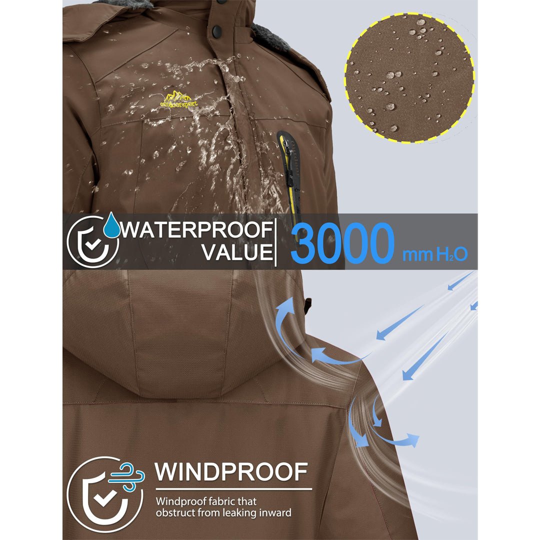 TACVASEN Sapphire Blue Insulated Fleece Lined Winter Ski Jacket