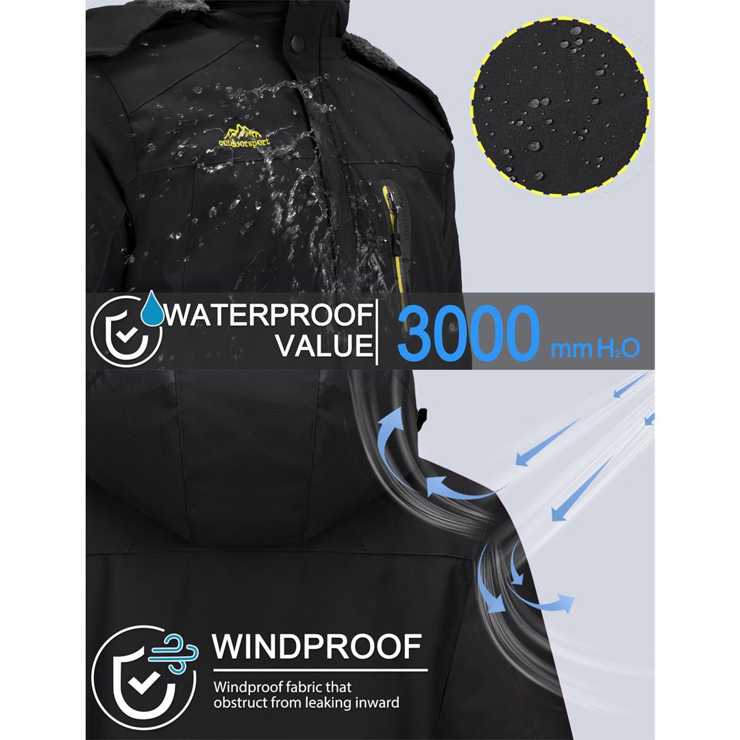 TACVASEN Sapphire Blue Insulated Fleece Lined Winter Ski Jacket