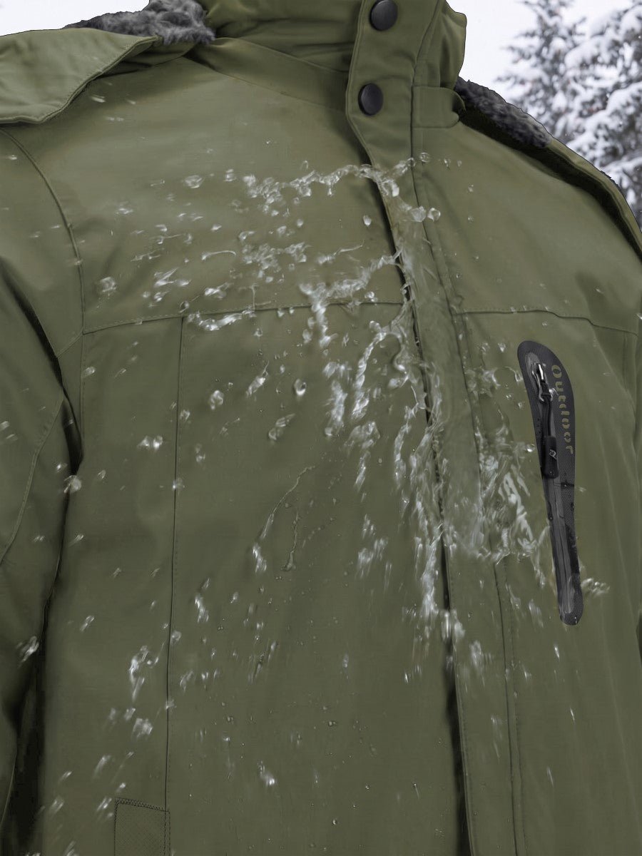 TACVASEN Army Green Men's Windproof Fleece Lined Winter Hiking Jacket for Outdoor