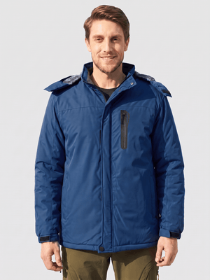 TACVASEN Denim Blue Men's Windproof Fleece Lined Winter Hiking Jacket for Outdoor