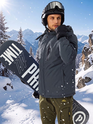 TACVASEN Grey Men's Windproof Fleece Lined Winter Hiking Jacket for Outdoor
