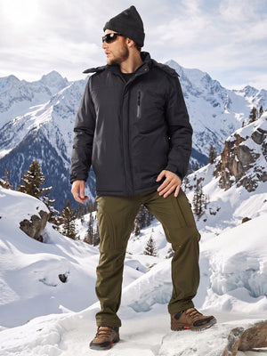 TACVASEN Black Men's Windproof Fleece Lined Winter Hiking Jacket for Outdoor