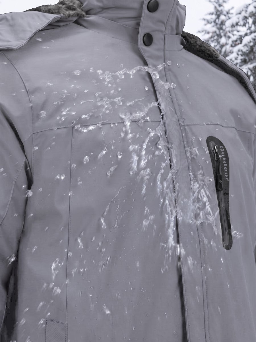 TACVASEN Light Grey Men's Windproof Fleece Lined Winter Hiking Jacket for Outdoor