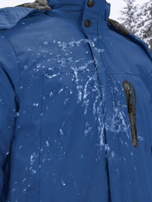 TACVASEN Denim Blue Men's Windproof Fleece Lined Winter Hiking Jacket for Outdoor