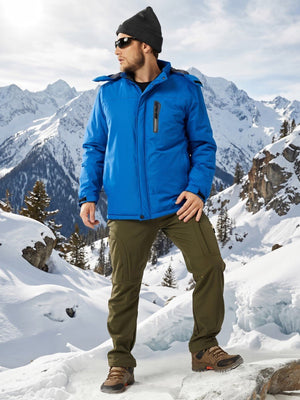 TACVASEN Sapphire Blue Men's Windproof Fleece Lined Winter Hiking Jacket for Outdoor