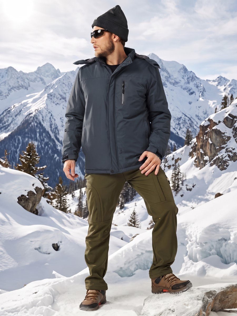 TACVASEN Grey Men's Windproof Fleece Lined Winter Hiking Jacket for Outdoor