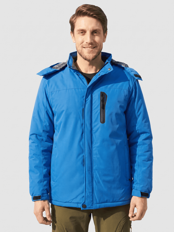 TACVASEN Sapphire Blue Men's Windproof Fleece Lined Winter Hiking Jacket for Outdoor