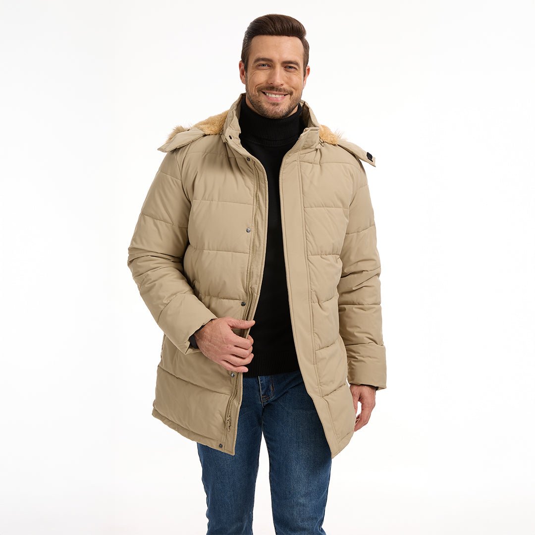 TACVASEN Khaki Windproof Water Repellent Winter Parka Jacket