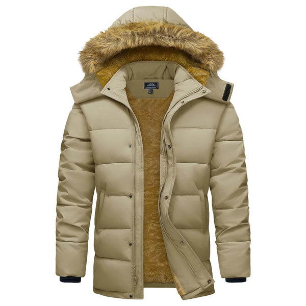 TACVASEN Khaki Windproof Water Repellent Winter Parka Jacket