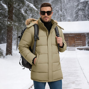 TACVASEN Khaki Windproof Water Repellent Winter Parka Jacket