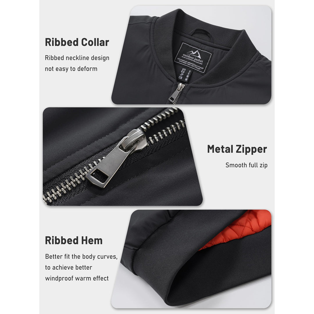 Men's Winter Bomber Jacket Thermal Warm Padded Windbreaker - google_men_lightweight_jacket