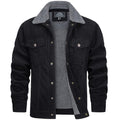TACVASEN Black Men's Corduroy Jacket Sherpa Lined Warm Winter Coat Cargo Jacket