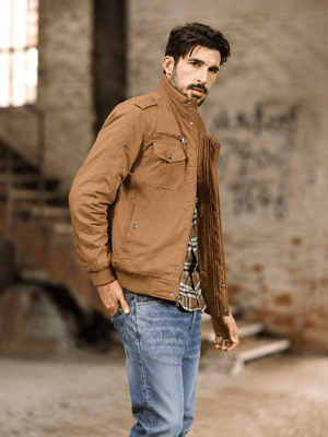 TACVASEN Khaki Men's Winter Cotton Coat Cargo Bomber Jacket