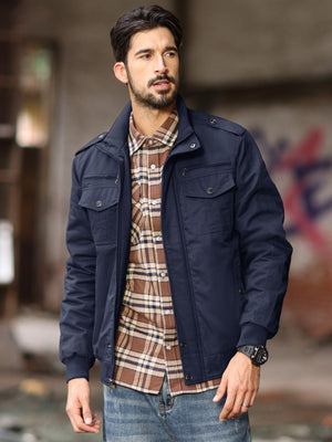 TACVASEN Navy Men's Winter Cotton Coat Cargo Bomber Jacket