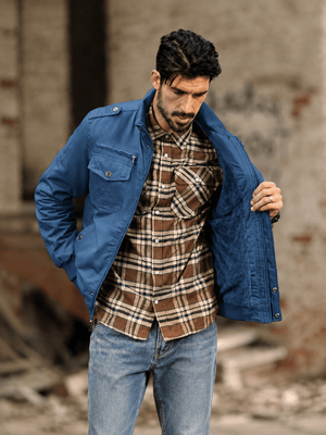 TACVASEN Blue Men's Winter Cotton Coat Cargo Bomber Jacket