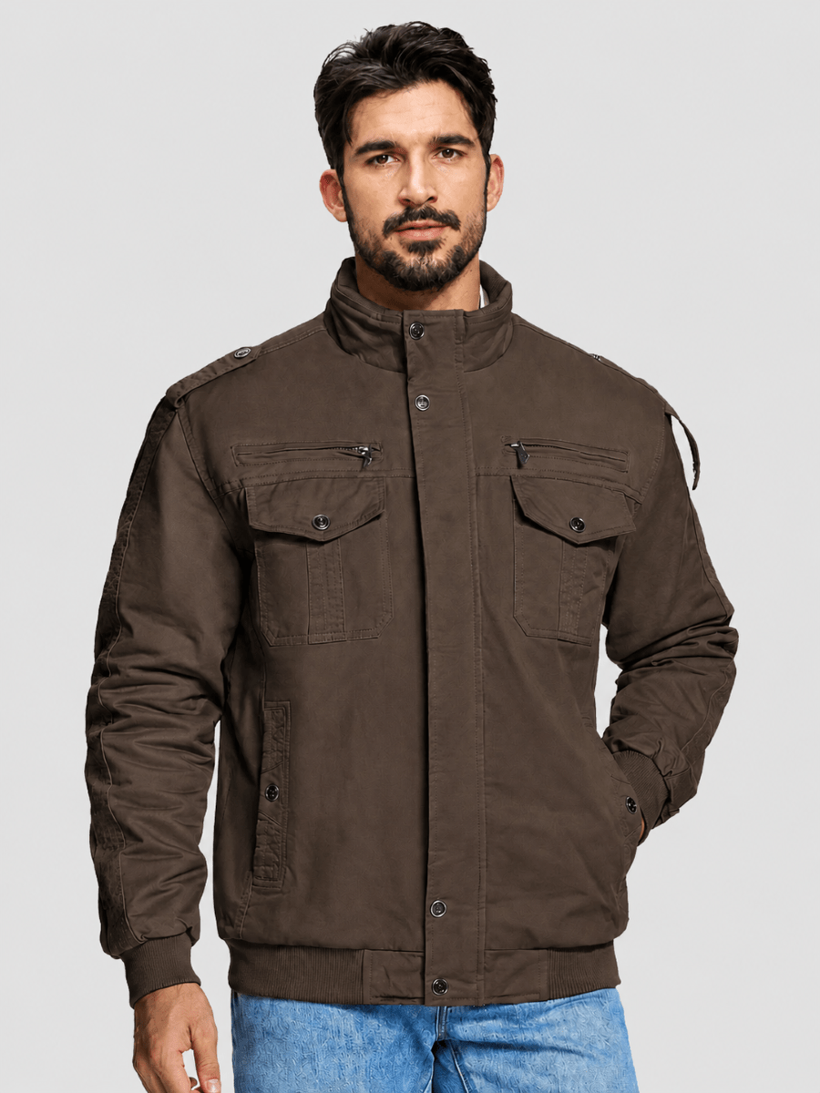 TACVASEN Coffee Men's Winter Cotton Coat Cargo Bomber Jacket