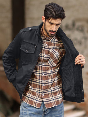 TACVASEN Black Men's Winter Cotton Coat Cargo Bomber Jacket