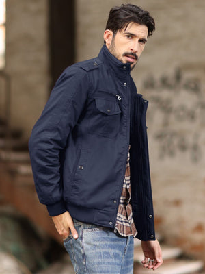 TACVASEN Navy Men's Winter Cotton Coat Cargo Bomber Jacket