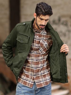 TACVASEN Army Green Men's Winter Cotton Coat Cargo Bomber Jacket