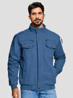 TACVASEN Blue Men's Winter Cotton Coat Cargo Bomber Jacket