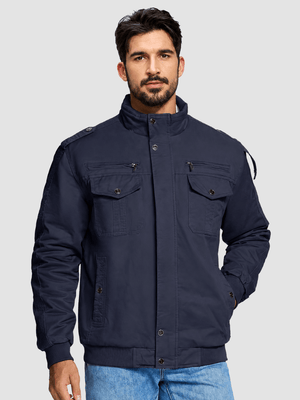 TACVASEN Navy Men's Winter Cotton Coat Cargo Bomber Jacket