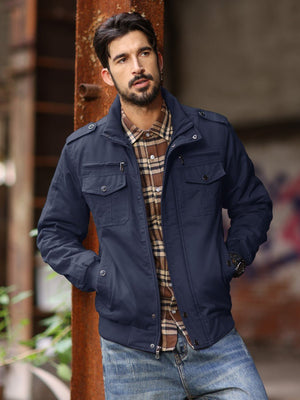 TACVASEN Navy Men's Winter Cotton Coat Cargo Bomber Jacket
