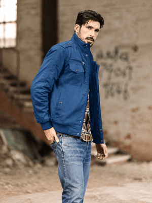 TACVASEN Blue Men's Winter Cotton Coat Cargo Bomber Jacket