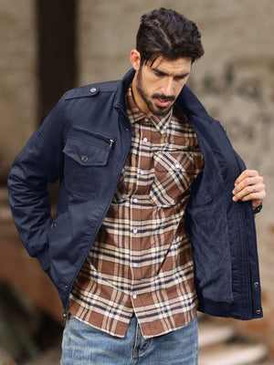 TACVASEN Navy Men's Winter Cotton Coat Cargo Bomber Jacket