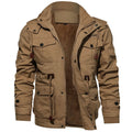 TACVASEN Khaki Men??s Fleece Lined Cargo Jacket Warm Coat with Hood