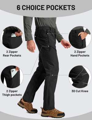 TACVASEN Black Insulated Fleece Lined Winter Snow Pants