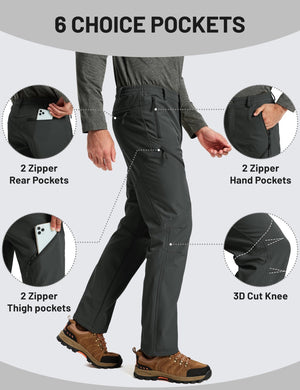 TACVASEN Dark Grey Insulated Fleece Lined Winter Snow Pants