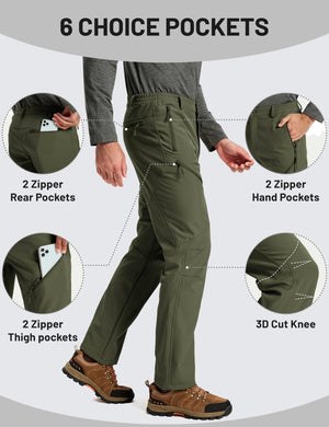 TACVASEN Army Green Insulated Fleece Lined Winter Snow Pants