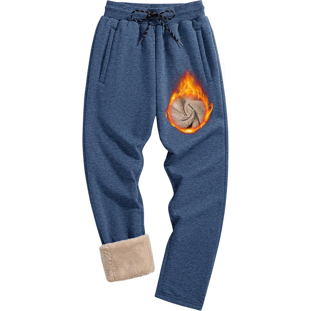 TACVASEN Grey Blue Heather Men's Fleece Sherpa Lined Sweatpants Thicken Warm Jogger Pants