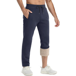 TACVASEN Navy Men's Fleece Sherpa Lined Sweatpants Thicken Warm Jogger Pants