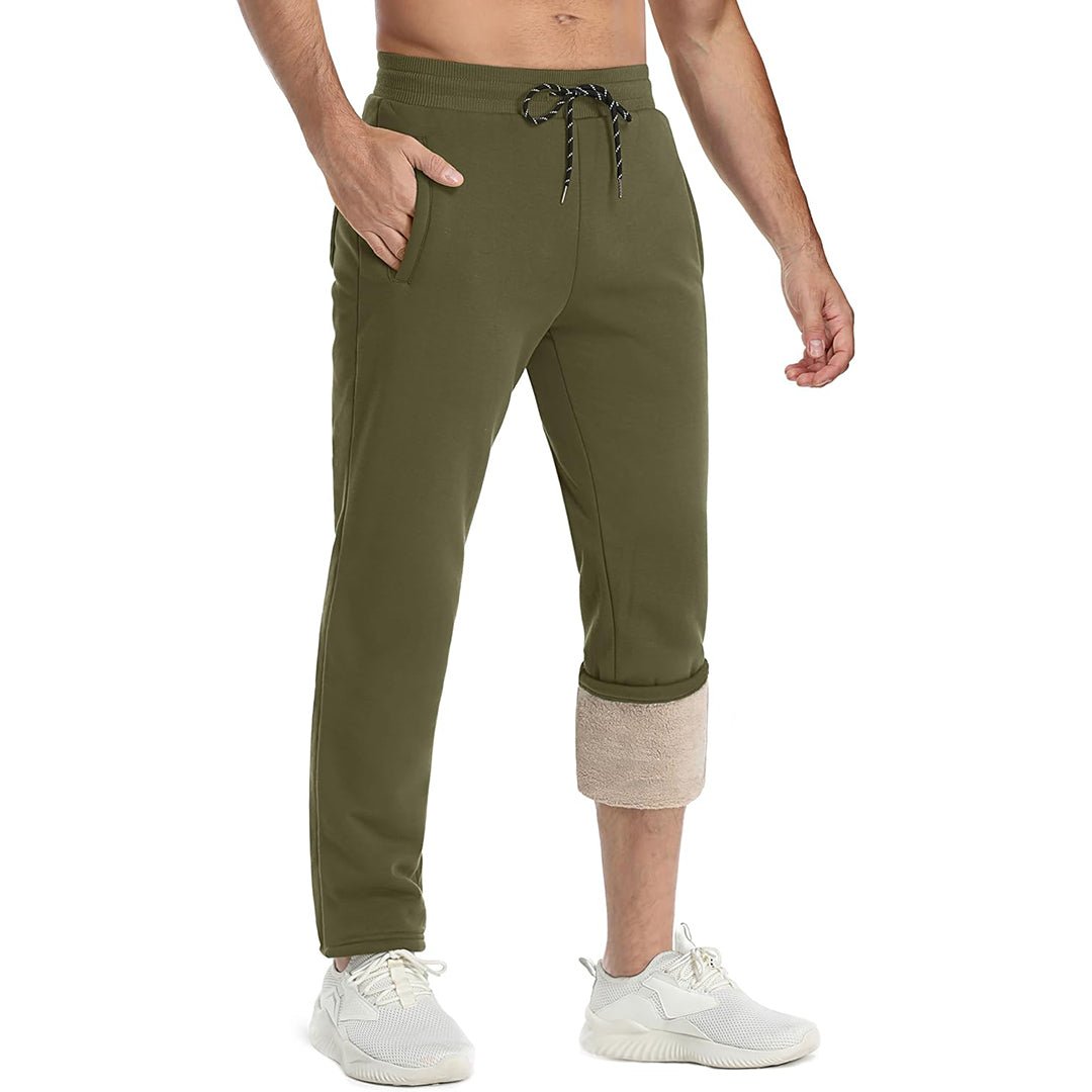 TACVASEN Army Green Men's Fleece Sherpa Lined Sweatpants Thicken Warm Jogger Pants