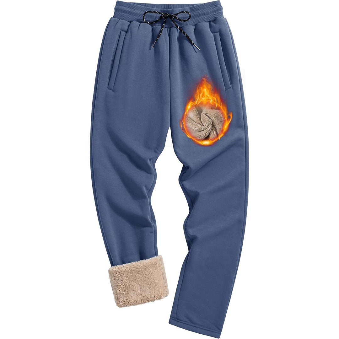 TACVASEN Dark Blue Men's Fleece Sherpa Lined Sweatpants Thicken Warm Jogger Pants