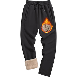 TACVASEN Black Men's Fleece Sherpa Lined Sweatpants Thicken Warm Jogger Pants