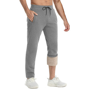 TACVASEN Light Grey Heather Men's Fleece Sherpa Lined Sweatpants Thicken Warm Jogger Pants