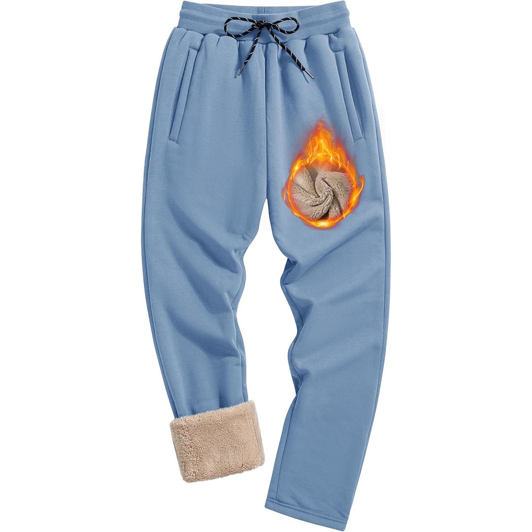 TACVASEN Haze Blue Men's Fleece Sherpa Lined Sweatpants Thicken Warm Jogger Pants