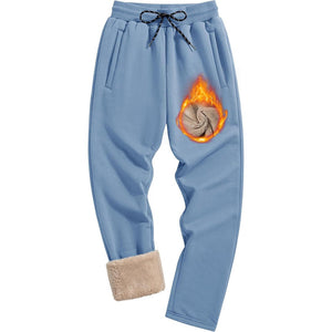 TACVASEN Haze Blue Men's Fleece Sherpa Lined Sweatpants Thicken Warm Jogger Pants