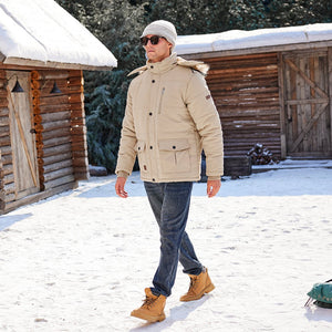 TACVASEN Black Men's Winter Jacket with Hood Water Repellent Windproof Coat