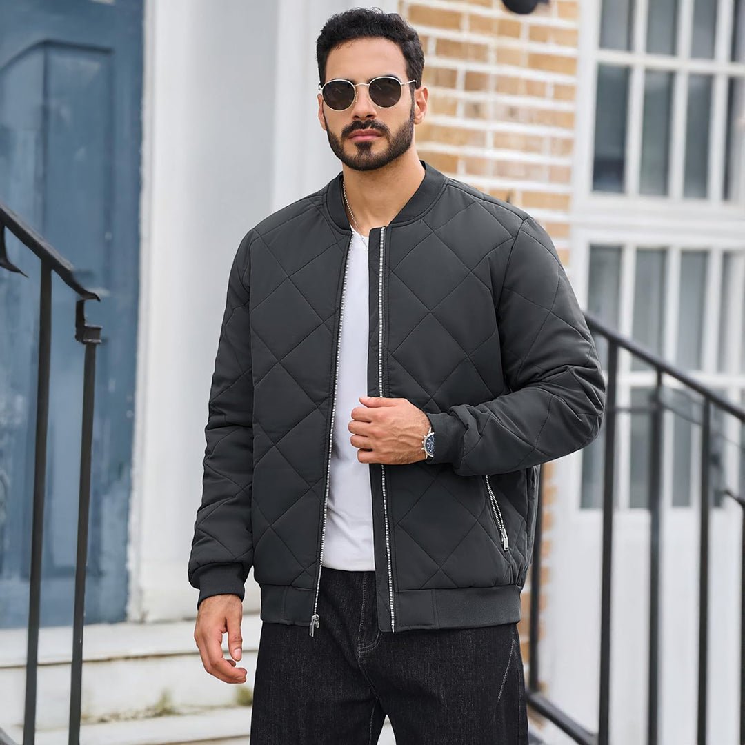 TACVASEN Grey Men's Winter Waterproof Bomber Varsity Jackets