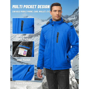 TACVASEN Sapphire Blue Insulated Fleece Lined Winter Hiking Jacket