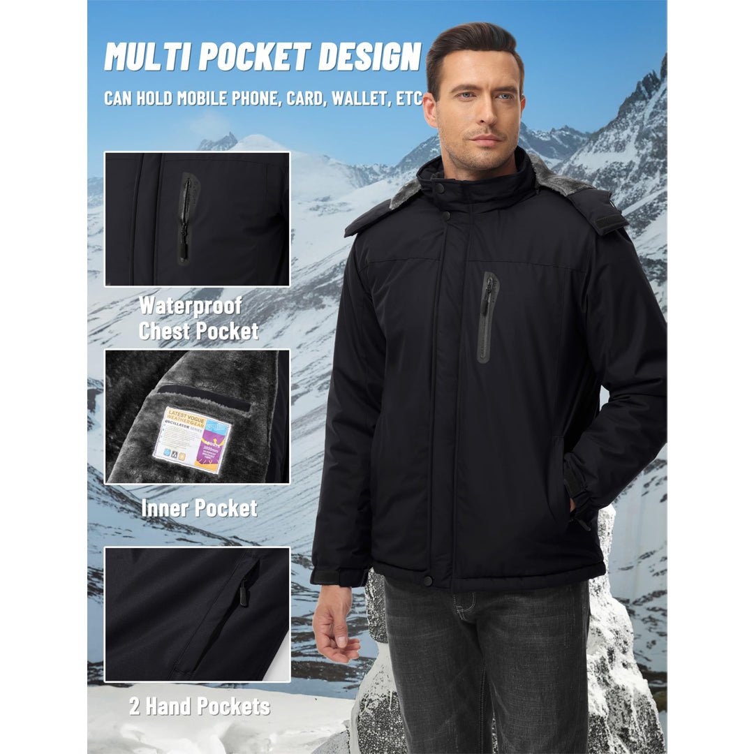 TACVASEN Sapphire Blue Insulated Fleece Lined Winter Hiking Jacket