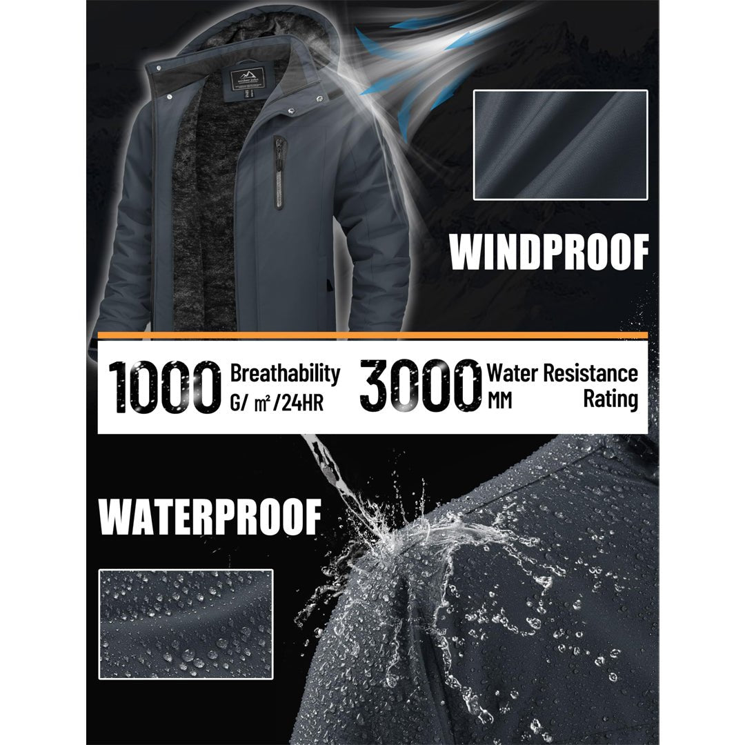 TACVASEN Sapphire Blue Insulated Fleece Lined Winter Hiking Jacket