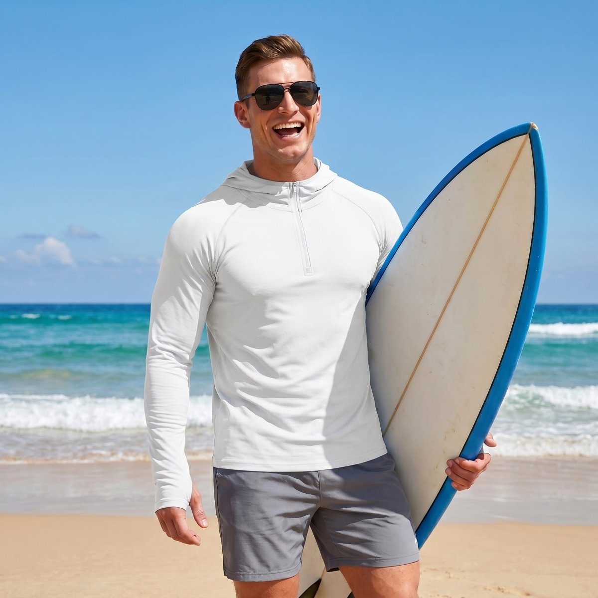 TACVASEN White Quarter Zip UPF 50+ Sun Protection Hoodie Shirts