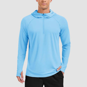 TACVASEN Sky Blue Quarter Zip UPF 50+ Sun Protection Hoodie Shirts