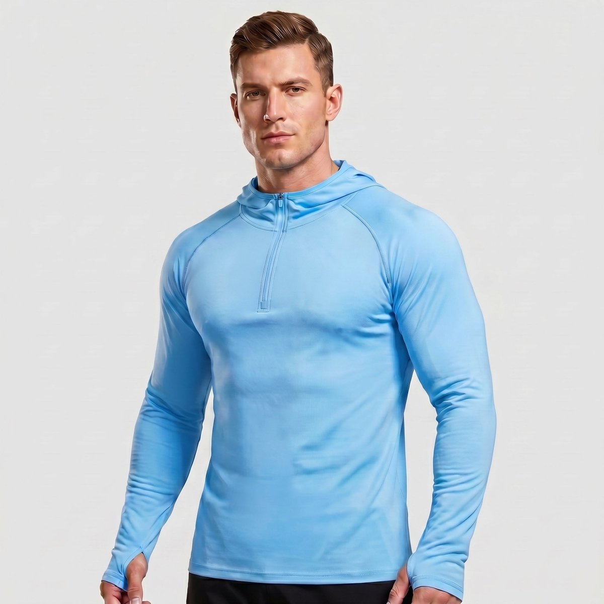 TACVASEN Sky Blue Quarter Zip UPF 50+ Sun Protection Hoodie Shirts