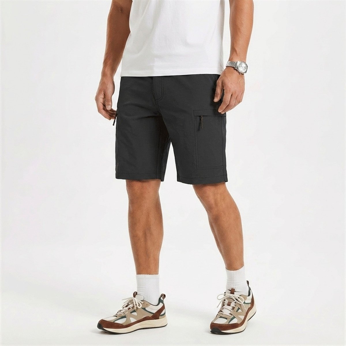 TACVASEN Black Quick Dry Hiking Cargo Shorts